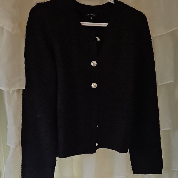 Black Women's Button Sweater - DYNAMITE - Picture 2 of 4